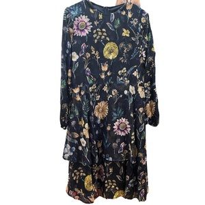 Junees Metallic Navy Floral Dress
